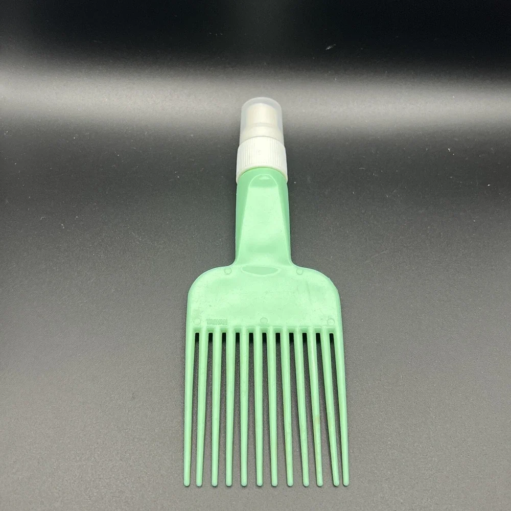 VTG Mint Green Flower Hair Pick Lift Comb Afro‎ Fro with Spray Bottle Handle